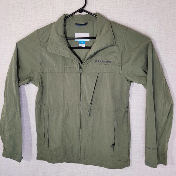 Columbia Other - Columbia Omni Shield Mens Jacket Small Dark Green Full Zip Suede Esq Windbreaker